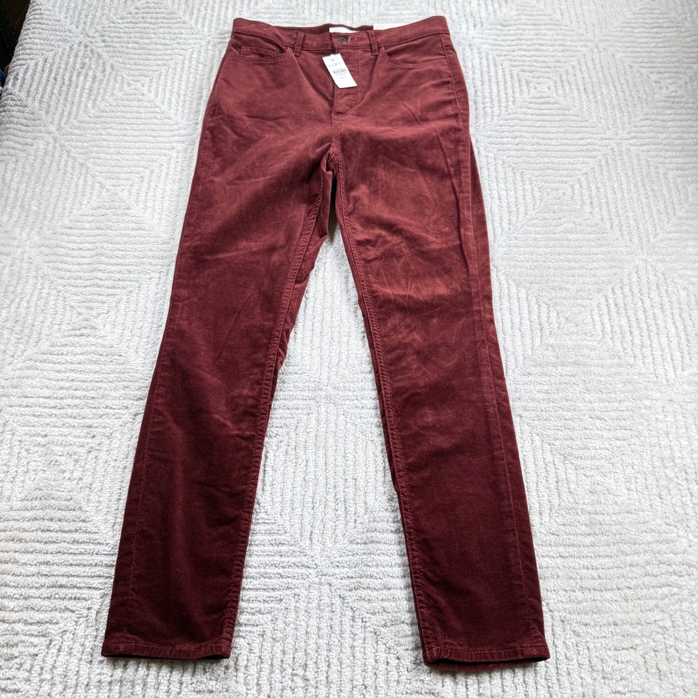 LOFT Corduroy Pants Women's 28/6 Burgundy The Skinny High Rise Maroon NWT Preppy